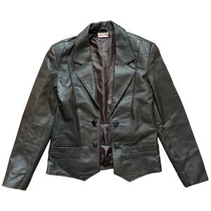 Rare Vintage Wrangler Womans Size M Leather Jacket Chained Button Coat Enclosure